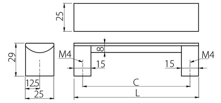 Ручка UA-B0-337 192 мм Алюміній