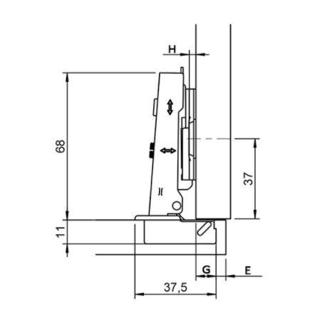 Петля "METALLA" D SM 300 накладна з доводчиком 45 x 9.5 мм 311.04.000